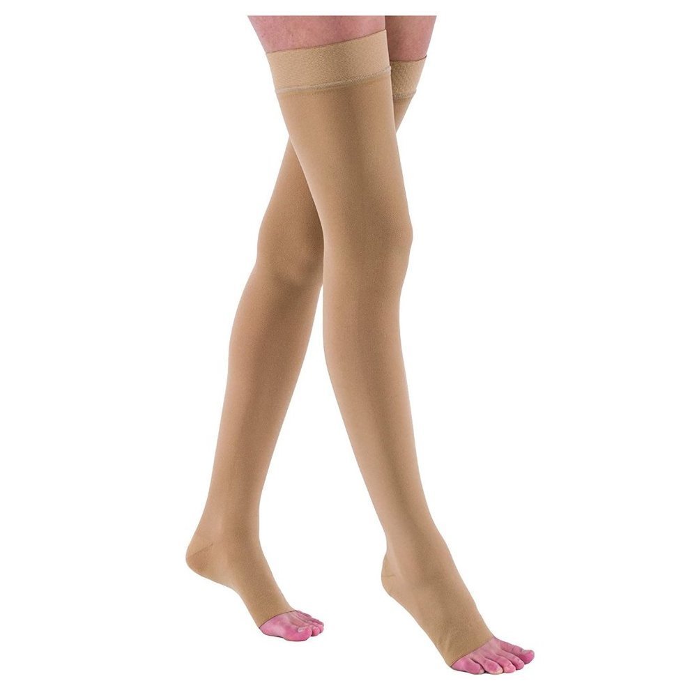 Sheer Thigh-High Compression Hosiery - Beige